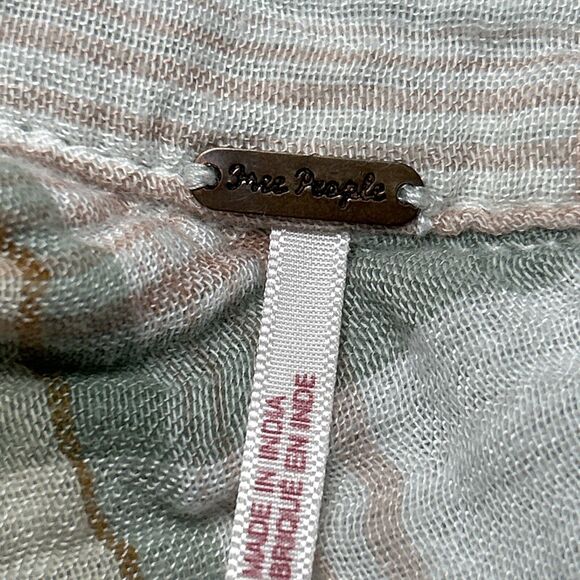 Free People Women's Large Plaid Pastel Dress Tied Sides Long Sleeve Button Down - Picture 5 of 9